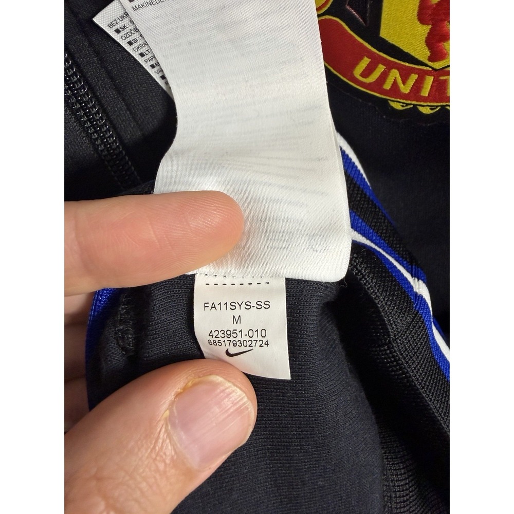 Nike Manchester United Men's Zip Up Jacket Soccer Sz M Black Logo Spell Out Rare - Picture 8 of 10